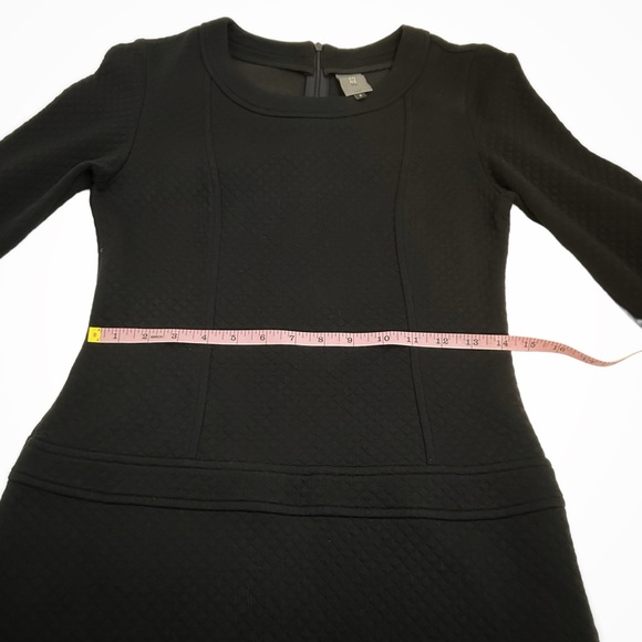 Anne Willi Paris Black Quilted Drop Waist Long Sleeve Dress, Size 1=6 - Picture 6 of 14
